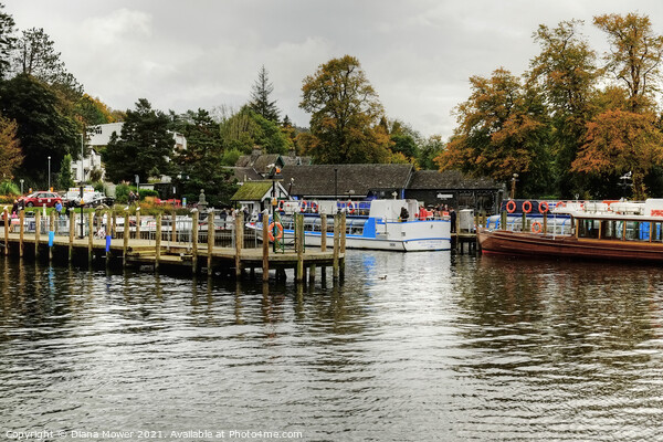 Boats and Jetties Lake Windermere Picture Board by Diana Mower