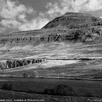 Buy canvas prints of Ingleborough peak Yorkshire Monochrome by Diana Mower