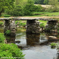 Buy canvas prints of Clapper bridge Postbridge Dartmoor by Diana Mower