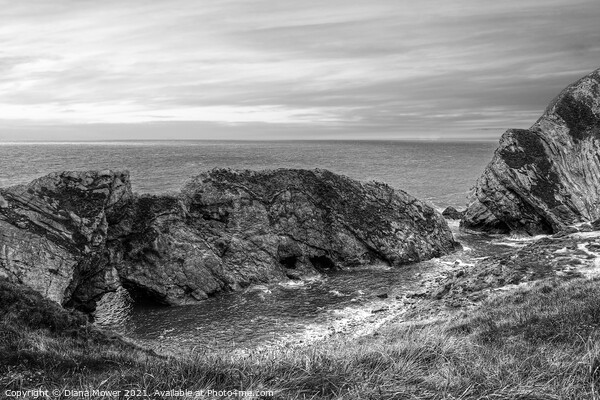 Stair Hole Dorset black and white Picture Board by Diana Mower