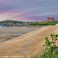 Buy canvas prints of Fistral Beach and Towan head Panoramic by Diana Mower