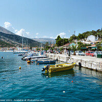 Buy canvas prints of Kefalonia Greece fishing village by Diana Mower
