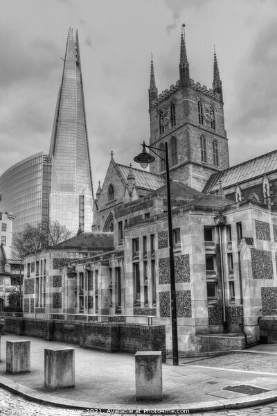 Southwark Cathedral and Shard London Picture Board by Diana Mower