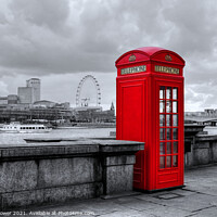 Buy canvas prints of Thames Embankment Phone Box by Diana Mower