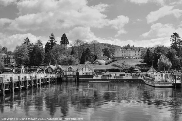 Bowness on Windermere Monochrome Picture Board by Diana Mower