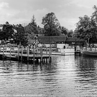Buy canvas prints of Bowness Windermere Black and white by Diana Mower