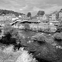 Buy canvas prints of Llangollen River view  monochrome by Diana Mower