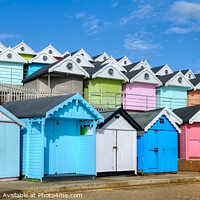 Buy canvas prints of Walton beach huts Essex by Diana Mower