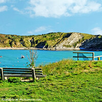 Buy canvas prints of Lulworth cove Panoramic by Diana Mower