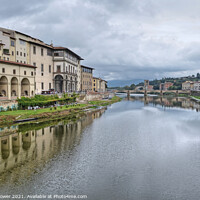 Buy canvas prints of River Arno Florence View by Diana Mower