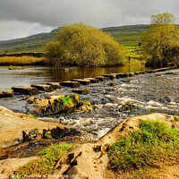 Buy canvas prints of River Doe Stepping stones in the Dales by Diana Mower
