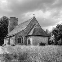 Buy canvas prints of Bardfield Saling Church monochrome   by Diana Mower