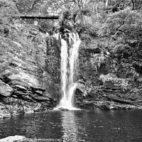 Buy canvas prints of Inversnaid Falls monochrome by Diana Mower