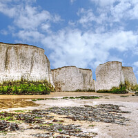 Buy canvas prints of Botany Bay chalk stacks and beach by Diana Mower
