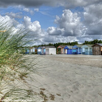 Buy canvas prints of West Wittering beach Huts and Dunes  by Diana Mower