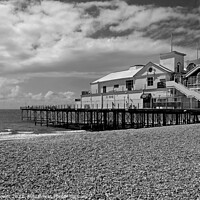 Buy canvas prints of Bognor Regis Pier in Black and White by Diana Mower