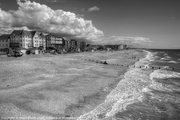 Bognor Regis Sea Front in Black and White Picture Board by Diana Mower