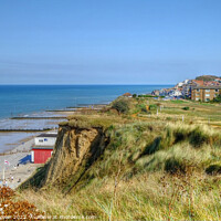 Buy canvas prints of Sheringham Beach, town and Golf Course by Diana Mower