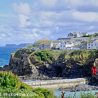 Buy canvas prints of Port Isaac Cornwall Panoramic View by Diana Mower