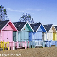 Buy canvas prints of West Mersea Beach Huts Panoramic by Diana Mower