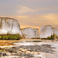 Buy canvas prints of botany bay sea stacks Kent Sunset by Diana Mower