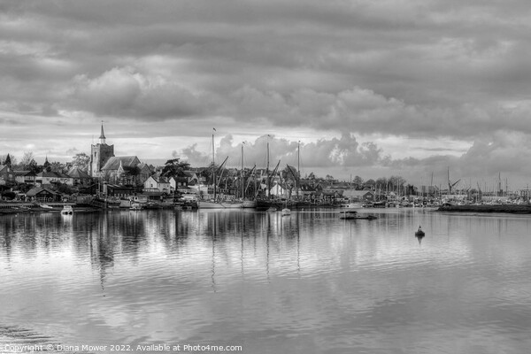 The Hythe quay Maldon Monochrome Picture Board by Diana Mower