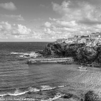 Buy canvas prints of   Port Isaac Cornwall Monochrome   by Diana Mower