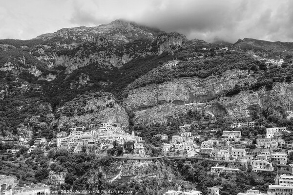 Amalfi Coast Italy monochrome Picture Board by Diana Mower