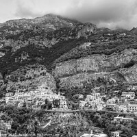 Buy canvas prints of Amalfi Coast Italy monochrome by Diana Mower