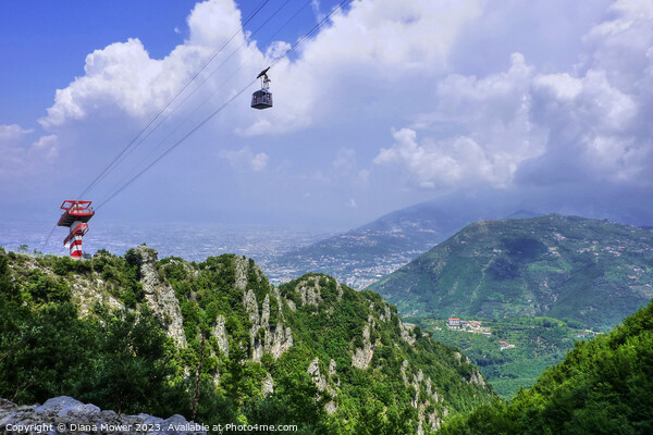 Cable car to Mount Faito Sumit Italy Picture Board by Diana Mower