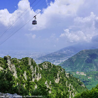 Buy canvas prints of Cable car to Mount Faito Sumit Italy by Diana Mower