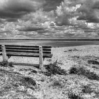 Buy canvas prints of West Wittering Beach Seat monochrome by Diana Mower