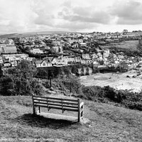 Buy canvas prints of Port Isaac view Cornwall Monochrome by Diana Mower