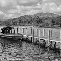 Buy canvas prints of Windermere Jetty Monochrome Panoramic by Diana Mower