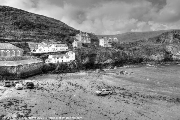 Port Isaac Black and White  Picture Board by Diana Mower