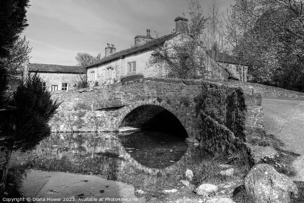 Malham bridge in Black and White Picture Board by Diana Mower