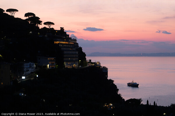 Amalfi Coast Sunset Picture Board by Diana Mower