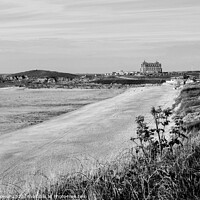 Buy canvas prints of Fistral Beach and Towan head Monochrome by Diana Mower