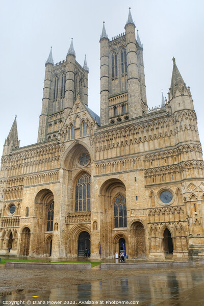 Lincoln Cathedral Rainy Day Picture Board by Diana Mower