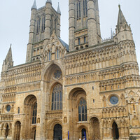 Buy canvas prints of Lincoln Cathedral Rainy Day by Diana Mower