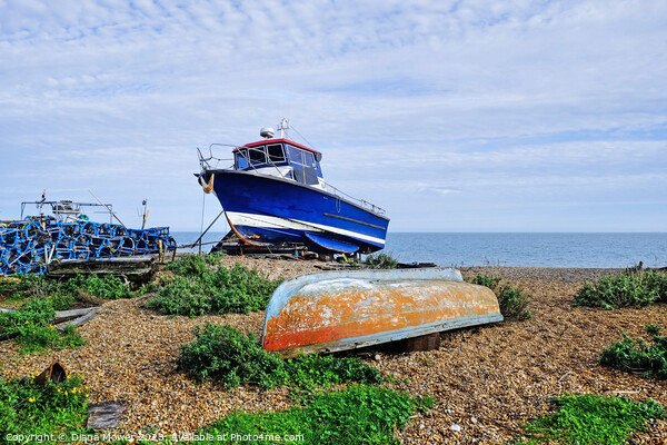 Fishing boats on Deal beach Kent Picture Board by Diana Mower
