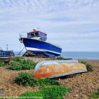Buy canvas prints of Fishing boats on Deal beach Kent by Diana Mower
