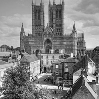 Buy canvas prints of Lincoln Cathedral Black and White by Diana Mower