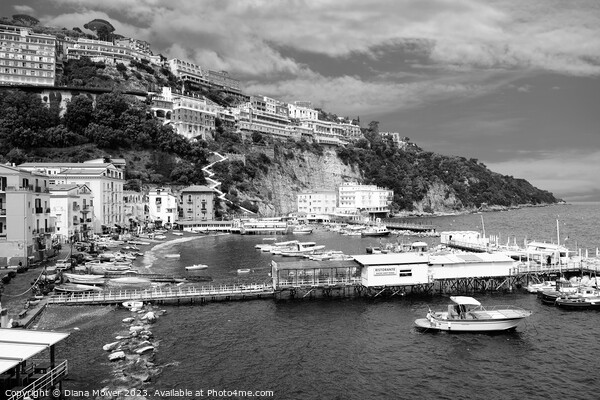  Marina Grande Black and White  Framed Mounted Print by Diana Mower