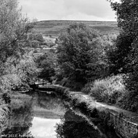 Buy canvas prints of Huddersfield Narrow Canal Monochrome by Diana Mower