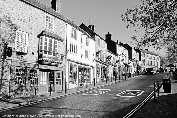 Ironbridge High Street Black and white Picture Board by Diana Mower