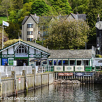 Buy canvas prints of Ambleside Pier Waterhead panoramic by Diana Mower