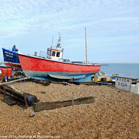 Buy canvas prints of Deal Beach Kent Fishing boats by Diana Mower