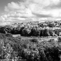 Buy canvas prints of Port Isaac to Port Gaverne Monochrome by Diana Mower