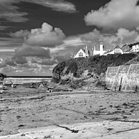 Buy canvas prints of Port Isaac Harbour Monochrome by Diana Mower